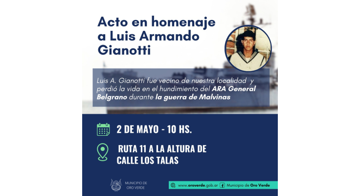 Acto en homenaje al marinero Luis. A. Gianotti
