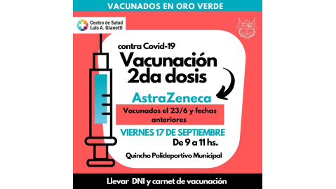 APLICARÁN ESTE VIERNES SEGUNDAS DOSIS DE ASTRAZENECA