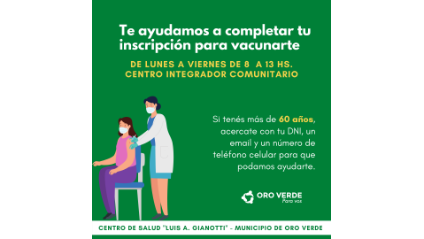 ASESORAMIENTO PARA LA INSCRIPCIÓN EN LA VACUNACIÓN CONTRA EL COVID-19 PARA ADULTOS MAYORES DE 60 AÑOS