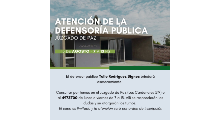 Atención de la Defensoría Pública en el Juzgado de Paz
