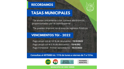 AVISO IMPORTANTE SOBRE LAS BOLETAS DE LA TASA GENERAL  INMOBILIARIA MUNICIPAL