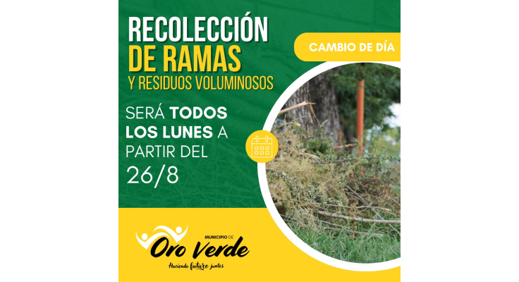 Cambio en el día de recolección de ramas y residuos voluminosos