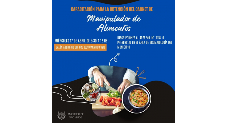 Capacitación para la obtención del Carnet de Manipulador de Alimentos