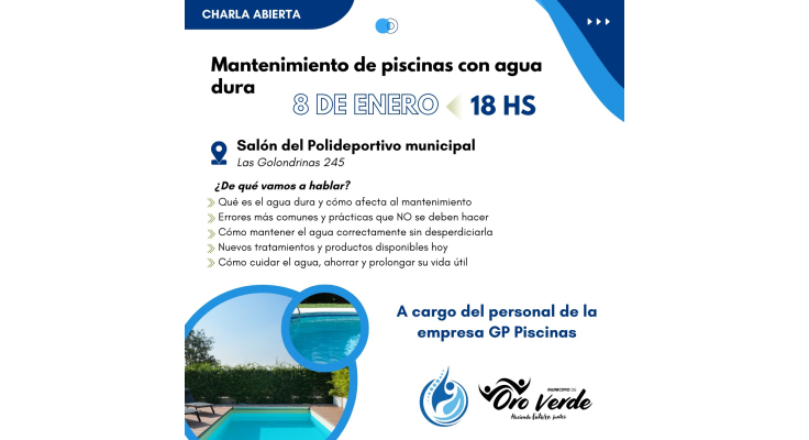 Charla sobre mantenimiento de piscinas con agua dura