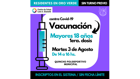COMIENZA LA VACUNACIÓN PARA MAYORES DE 18 AÑOS Y APLICARÁN SEGUNDA DOSIS DE SINOPHARM