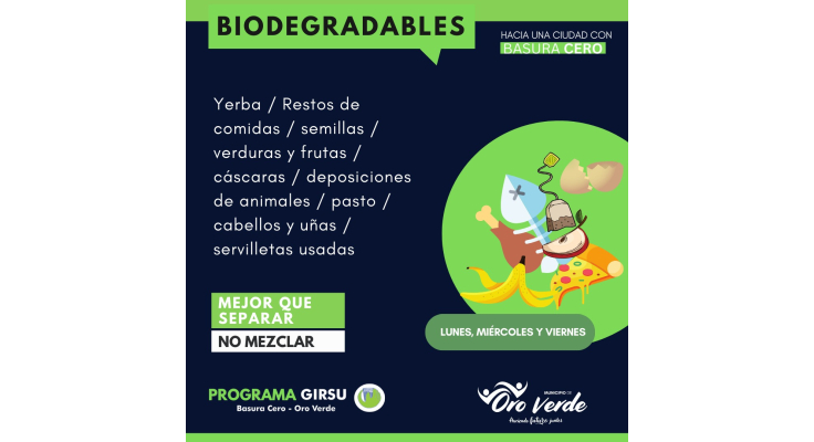 ¿Cómo se realiza la separación domiciliaria de residuos en Oro Verde?