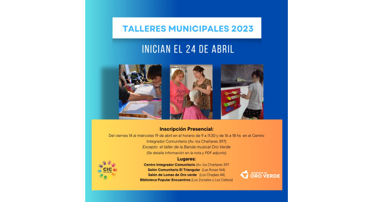 CONTINÚA LA INSCRIPCIÓN A LOS TALLERES MUNICIPALES