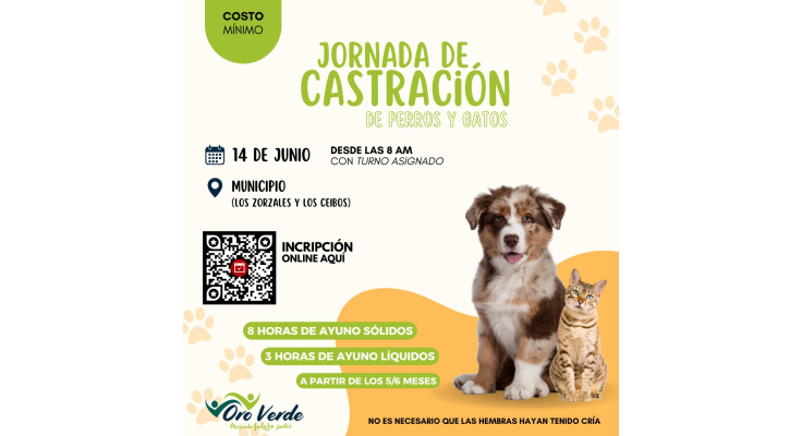 El 14 de junio habrá un nuevo operativo de castración de animales domésticos