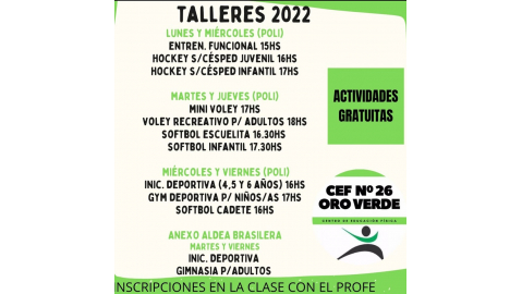 EL CENTRO DE EDUCACIÓN FÍSICA DE ORO VERDE OFRECE ACTIVIDADES DEPORTIVAS GRATUITAS