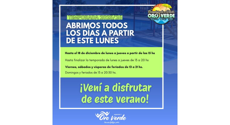El Complejo de Piletas municipal puede disfrutarse todos los días a partir de este lunes
