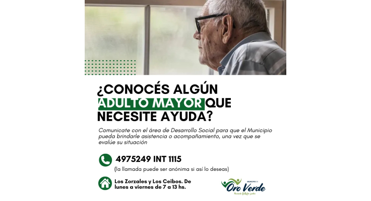 El Municipio trabaja para acompañar a los adultos mayores que vivan solos