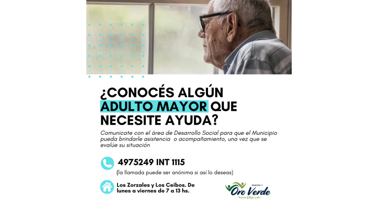 El Municipio trabaja para acompañar a los adultos mayores que vivan solos y necesiten asistencia.