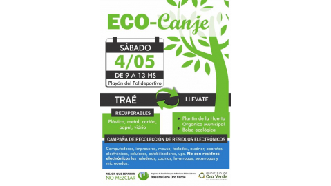 El primer Eco Canje del año recibirá residuos recuperables y residuos electrónicos