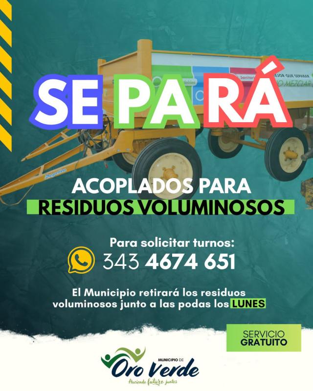 El Programa GIRSU tiene acoplados gratuitos para residuos voluminosos