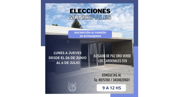 ELECCIONES MUNICIPALES: INSCRIPCIÓN AL PADRÓN DE EXTRANJEROS