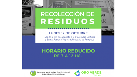 ESTE 12 DE OCTUBRE LA RECOLECCIÓN SERÁ REDUCIDA