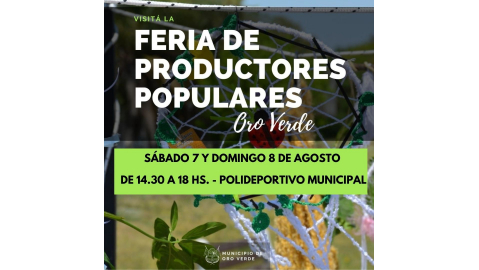 ESTE FIN DE SEMANA SE REALIZARÁ UNA NUEVA FERIA DE PRODUCTORES POPULARES