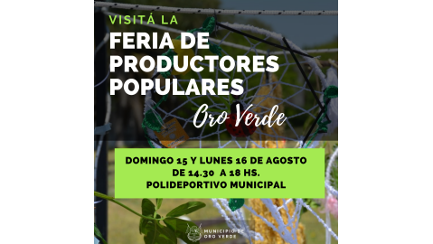 ESTE FIN DE SEMANA SE REALIZARÁ UNA NUEVA FERIA DE PRODUCTORES POPULARES