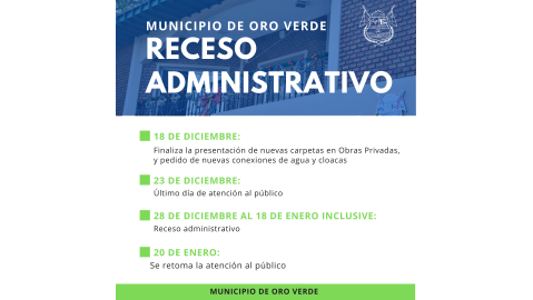 ESTE MIÉRCOLES ES EL ÚLTIMO DÍA DE ATENCIÓN AL PÚBLICO ANTES DEL RECESO ADMINISTRATIVO