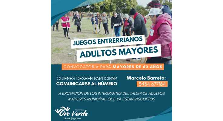 Etapa local de los Juegos Entrerrianos para adultos mayores: convocatoria para participar