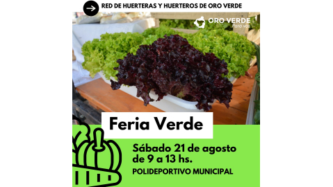 FERIA VERDE EL PRÓXIMO SÁBADO EN EL POLIDEPORTIVO MUNICIPAL