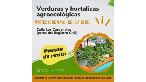 HABRÁ NUEVAMENTE UN PUESTO CON VERDURAS Y HORTALIZAS AGROECOLÓGICAS EL PRÓXIMO MARTES