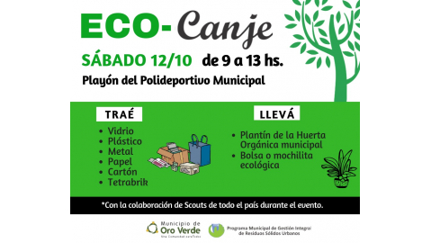 HABRÁ UN NUEVO ECO-CANJE EL SÁBADO 12 DE OCTUBRE