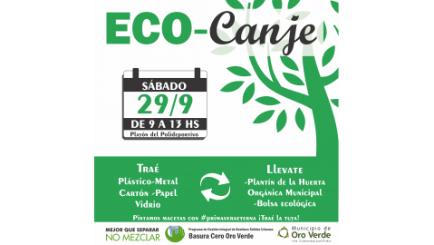 Habrá un nuevo Eco Canje este 29 de septiembre. Recibirán papeles, plástico, metales, cartón y vidrios