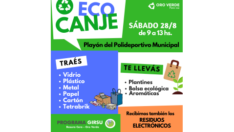 HABRÁ UN NUEVO ECO CANJE ESTE SÁBADO 28 DE AGOSTO