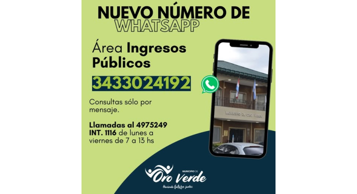 Hay un nuevo número para consultas del área de Ingresos Públicos