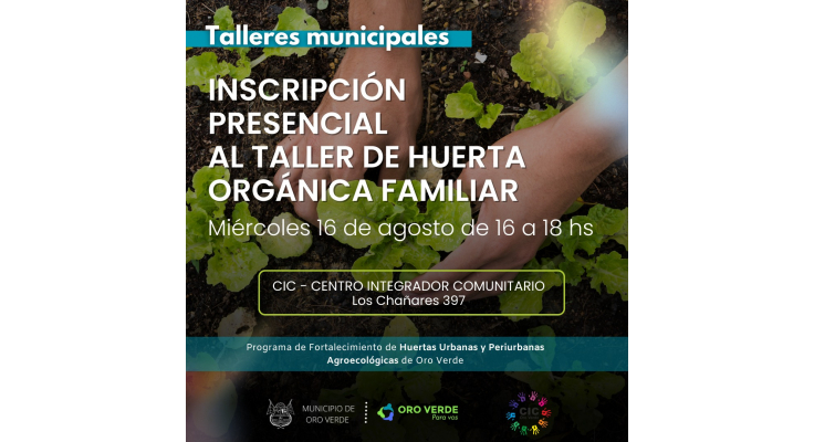INSCRIPCIÓN PRESENCIAL AL TALLER MUNICIPAL DE HUERTA