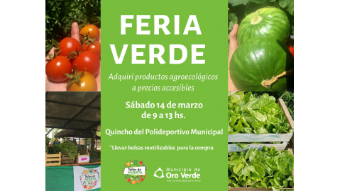 LA FERIA VERDE SE TRASLADA AL QUINCHO DEL POLIDEPORTIVO MUNICIPAL