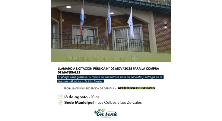 Llamado a licitación para la compra de materiales