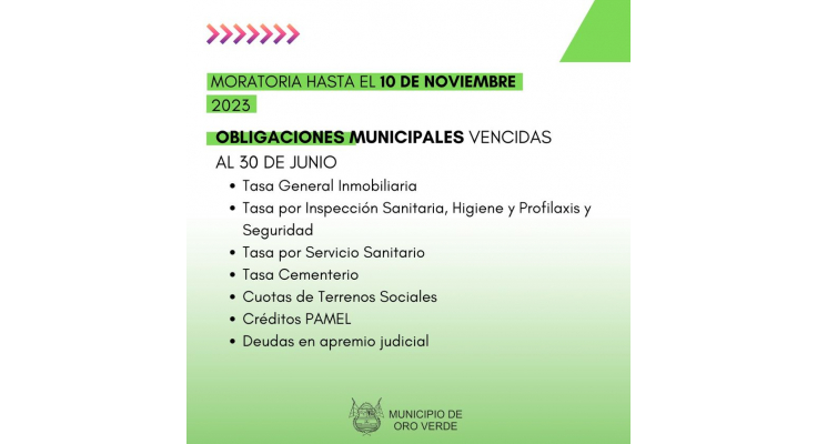 MORATORIA PARA OBLIGACIONES MUNICIPALES