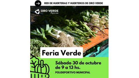 NUEVA FERIA VERDE EL SÁBADO 30 DE OCTUBRE