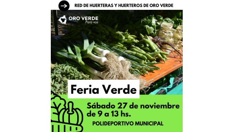 NUEVA FERIA VERDE ESTE SÁBADO 27 NOVIEMBRE CON UNA PEQUEÑA ENTREGA DE SEMILLAS