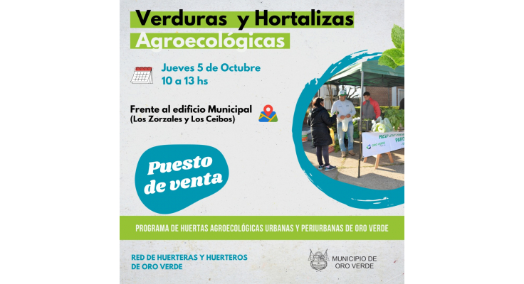 NUEVA VENTA DE VERDURAS Y HORTALIZAS AGROECOLÓGICAS ESTE JUEVES
