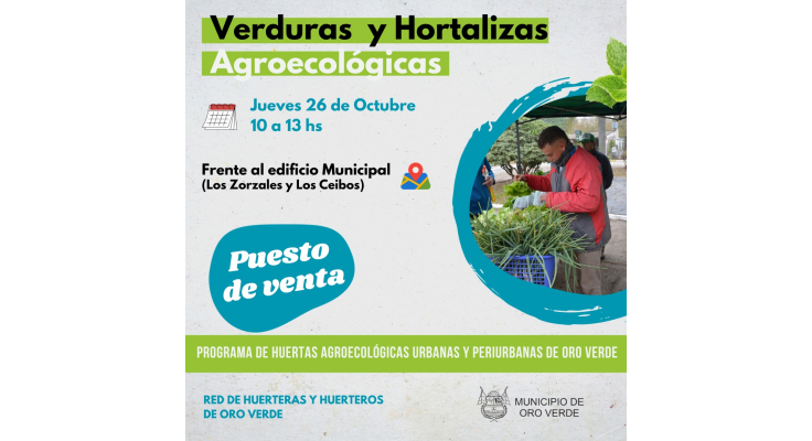 NUEVA VENTA DE VERDURAS Y HORTALIZAS AGROECOLÓGICAS ESTE JUEVES