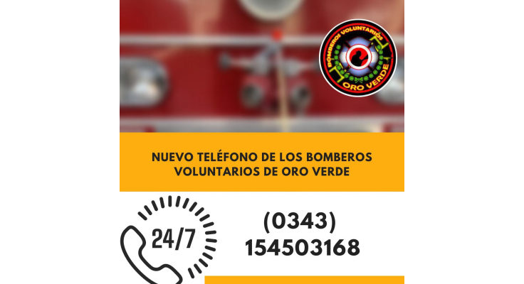 NUEVO NÚMERO DE TELÉFONO DE LOS BOMBEROS VOLUNTARIOS DE ORO VERDE