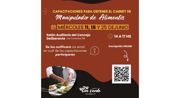 Nuevos encuentro de capacitación para obtener el Carnet de Manipulador de Alimentos