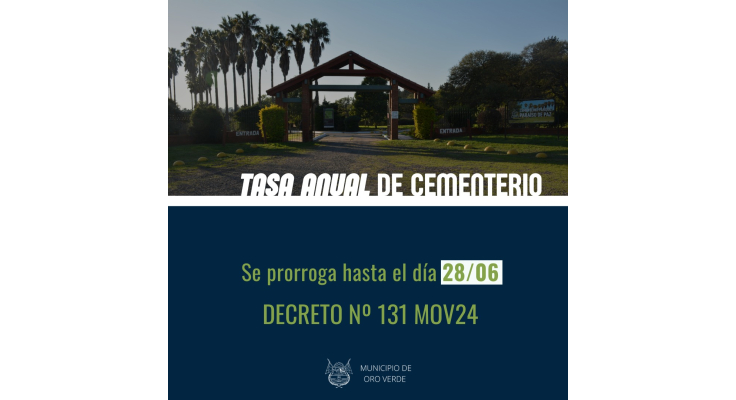 Prórroga: Tasa anual de cementerio