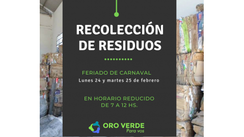 RECOLECCIÓN DE RESIDUOS DURANTE EL FERIADO