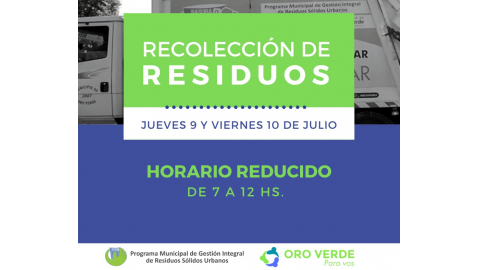 RECOLECCIÓN DE RESIDUOS DURANTE EL FERIADO