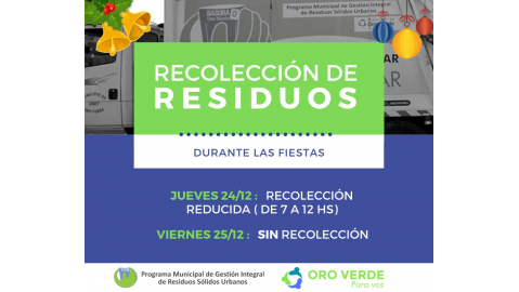 RECOLECCIÓN DE RESIDUOS DURANTE LAS FIESTAS