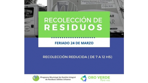 RECOLECCIÓN DE RESIDUOS EN HORARIO REDUCIDO