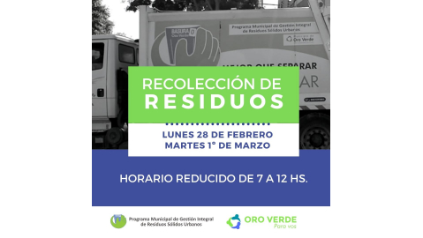 RECOLECCIÓN EN HORARIO REDUCIDO