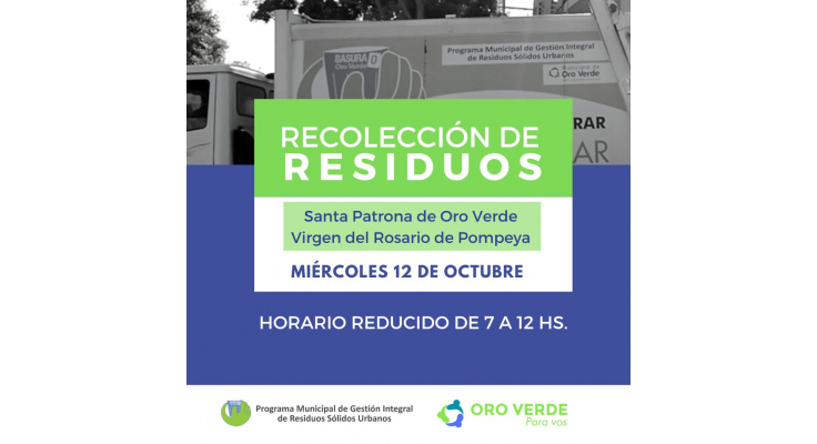 RECOLECCIÓN EN HORARIO REDUCIDO ESTE MIÉRCOLES