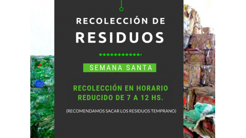 Recolectarán los residuos en horario reducido el fin de semana