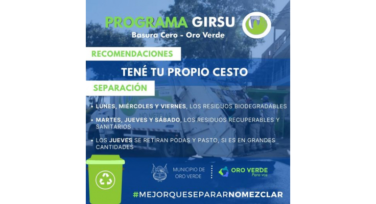 RECORDAMOS LA IMPORTANCIA DE SEPARAR LOS RESIDUOS Y SU RECOLECCIÓN