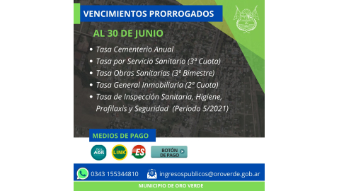 RECORDAMOS QUE SE PRORROGARON TODOS LOS VENCIMIENTOS PARA EL 30 DE JUNIO